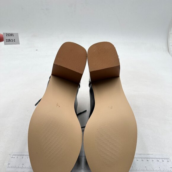 FOWT Women's Perforated Lace-Up Oxfords Mid Chunky Heel Derby Shoes Blue Shoes - Picture 7 of 8